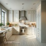 آشپزخانه با طراحی کلاسیک رنگ سبز روشن